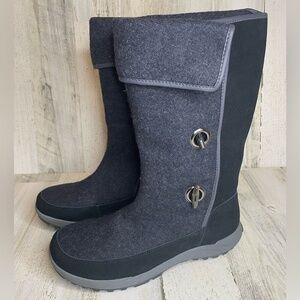 Lands End Womens Weatherfield Toggle Snow‎ Boots- Navy/Black size 11